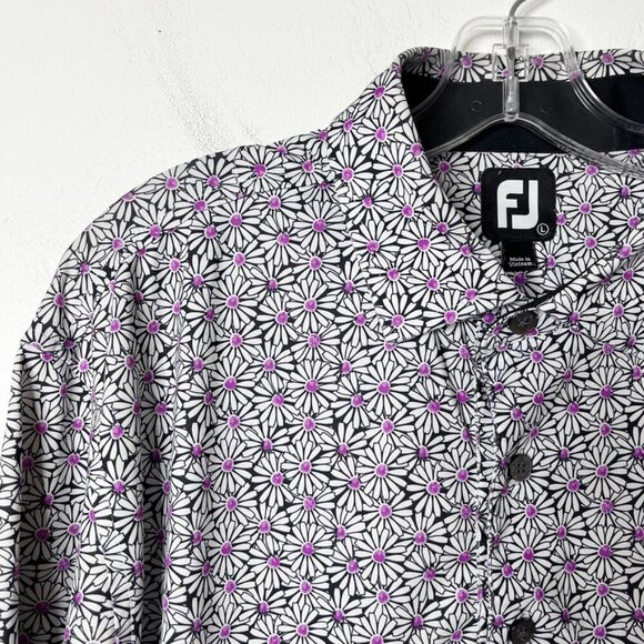 FootJoy Black and White Patterned Polo Shirt - Picture 3 of 9